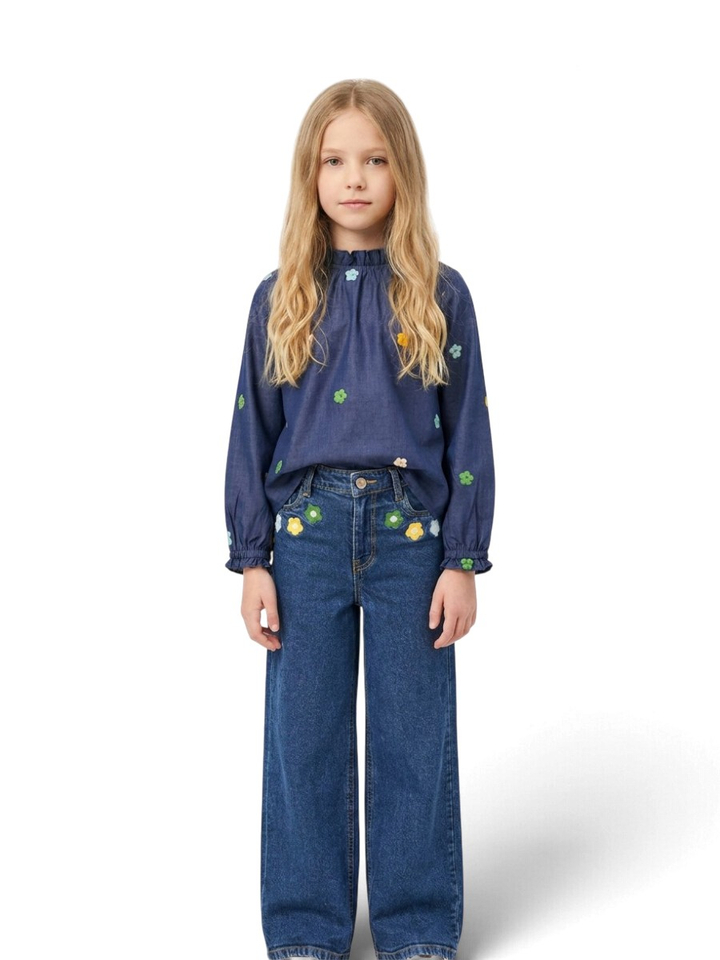 Blauwe blouse met bloemetjes Compania Fantastica