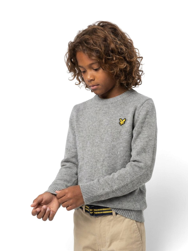 Grijz egebreide trui met ronde hals Lyle&Scott