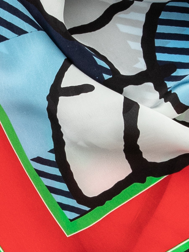 Blauwe, zwarte en rode Peanuts-sjaal met Snoopy-ruitjesprint Joopy Essentiel