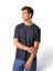 Donkerblauwe katoenen T-shirt met bordeaux opdruk Antwrp