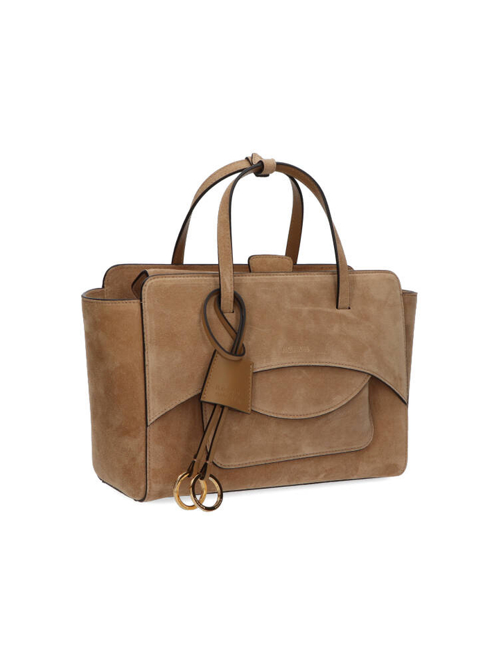 Suede camel handtas Flap M Hidesins