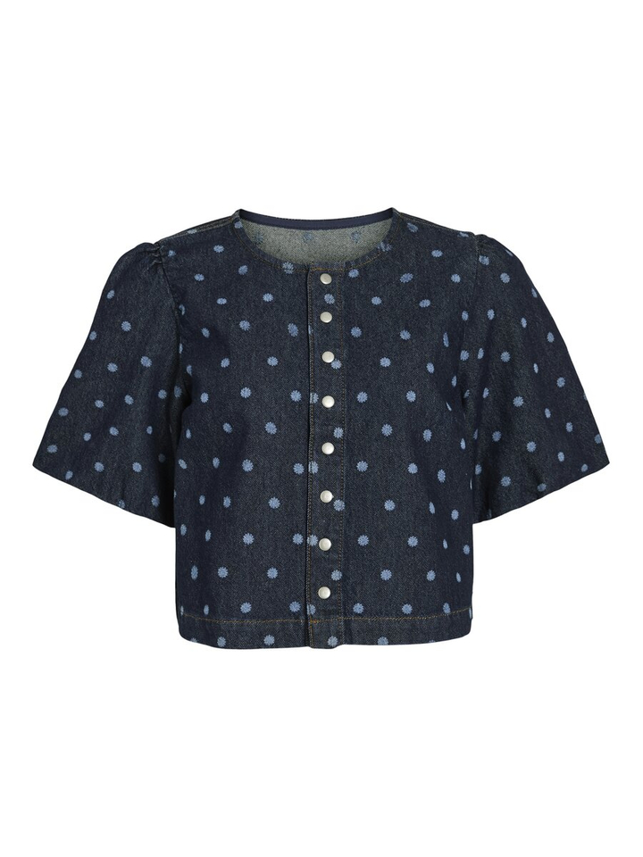 Blauwe jeans bloes met print Vipal Vila