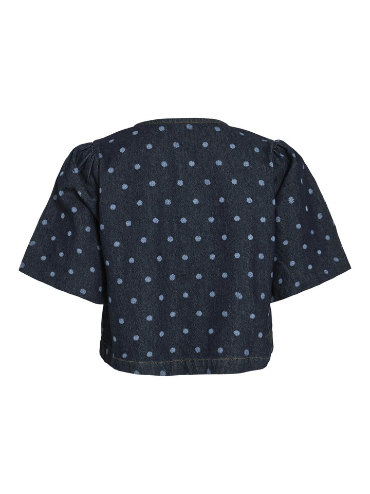 Blauwe jeans bloes met print Vipal Vila