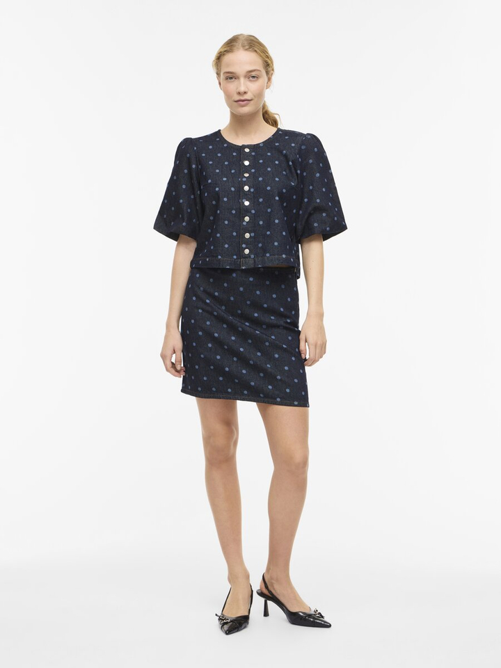 Blauwe jeans bloes met print Vipal Vila