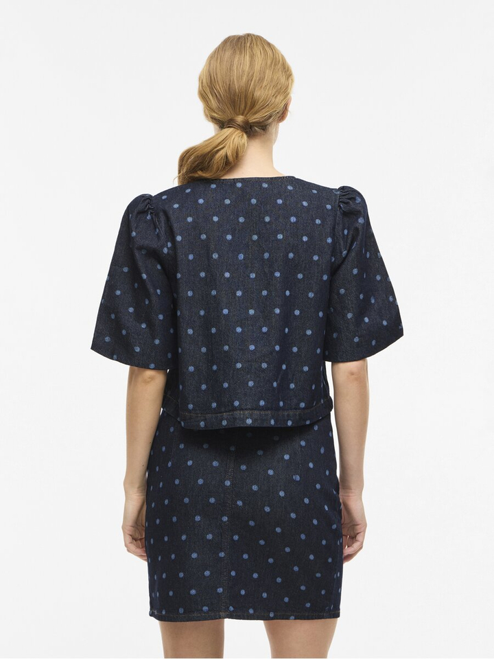 Blauwe jeans bloes met print Vipal Vila