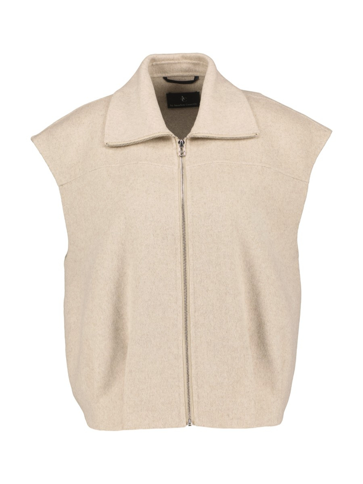 Taupe mouwloze wollen vest RONI Annelien Coorevits