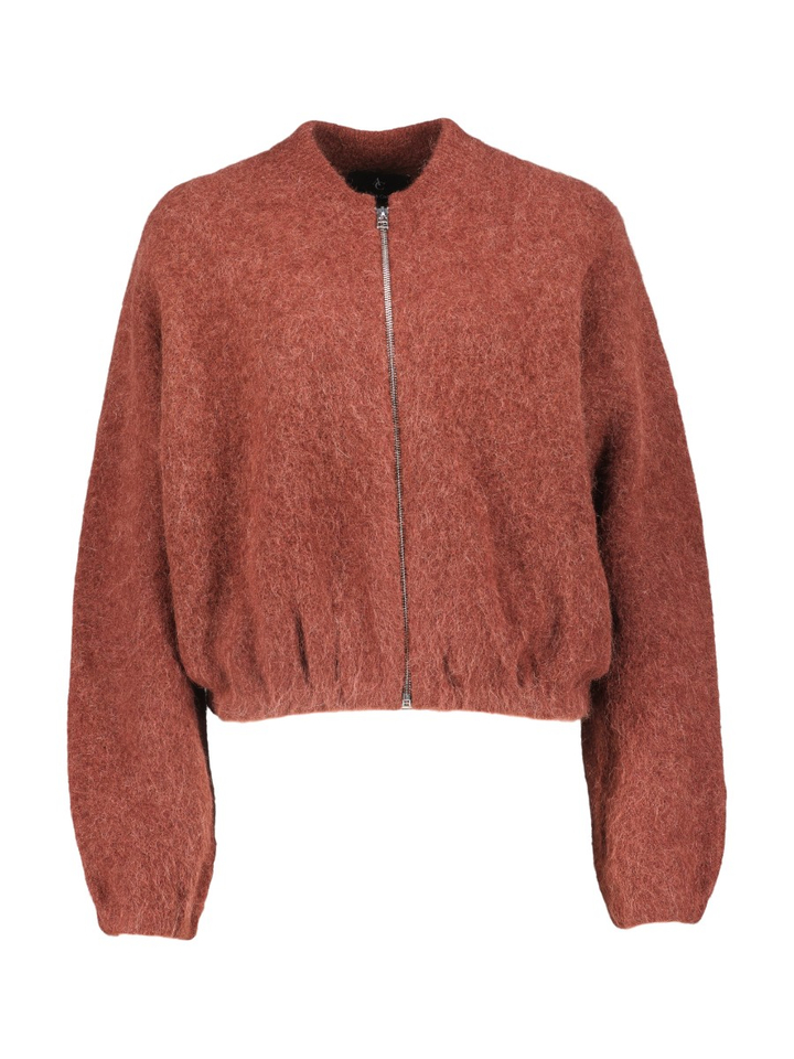 Roestkleurige gebreide cardigan met elastiek onderaan Belly AC