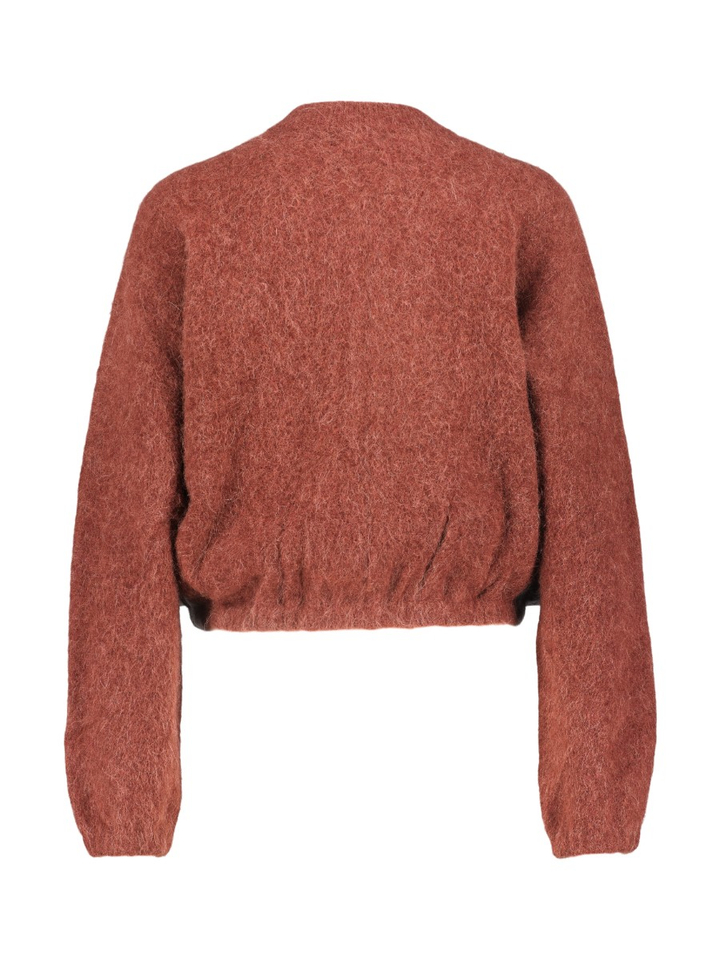 Roestkleurige gebreide cardigan met elastiek onderaan Belly AC