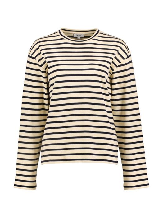 Ecru blauw gestreepte t-shirt met lange mouwen Nette Boii