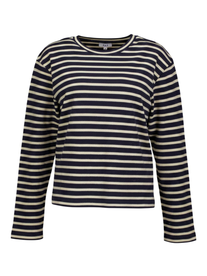 Blauwe gestreepte katoenen t-shirt met lange mouwen Nette Boii 