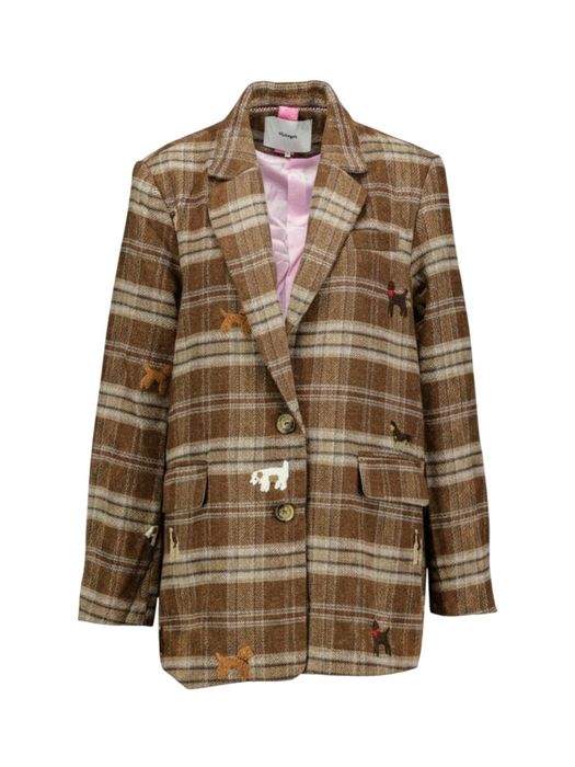 Bruine geruite blazer met fantasie detail Ezma Numph