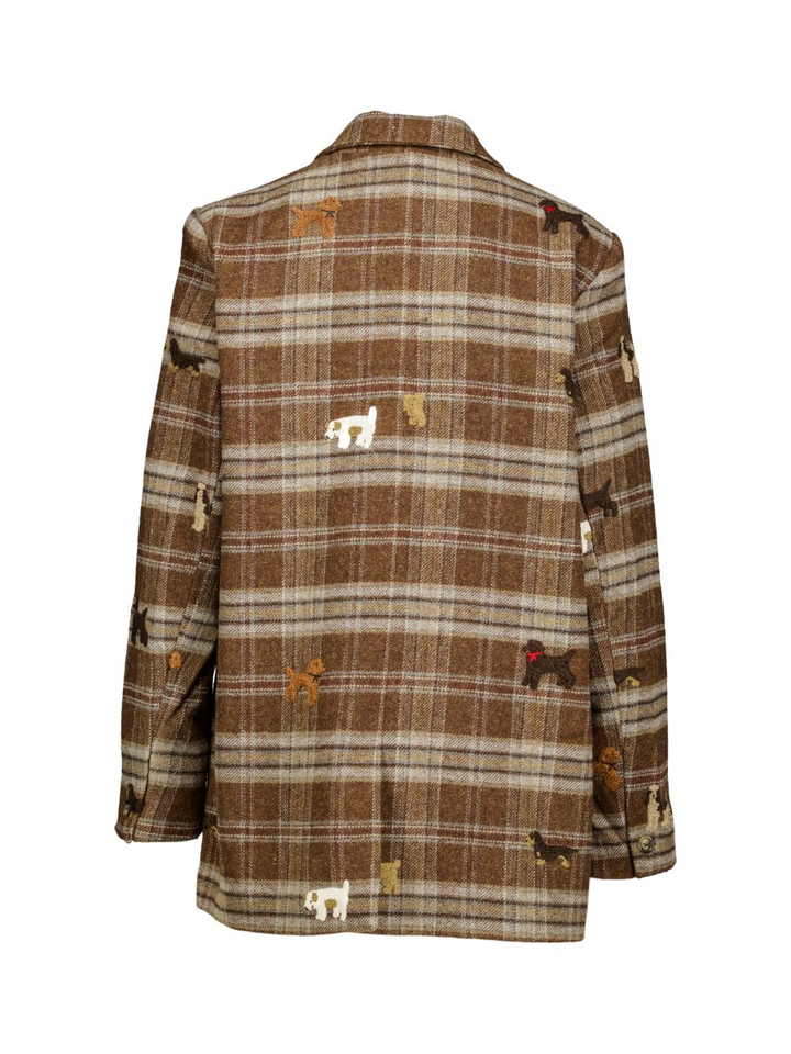 Bruine geruite blazer met fantasie detail Ezma Numph
