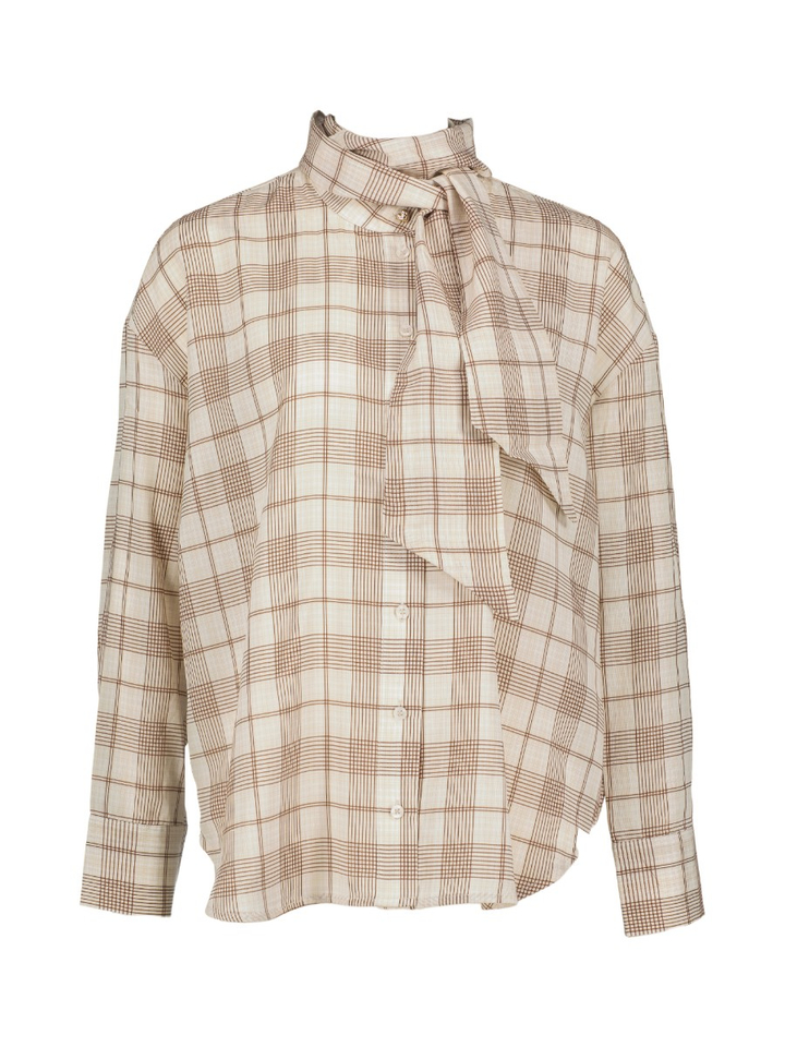 Geruiten blouse met strikkraag Babette Numph
