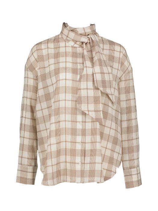 Geruiten blouse met strikkraag Babette Numph