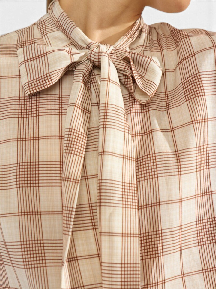 Geruiten blouse met strikkraag Babette Numph