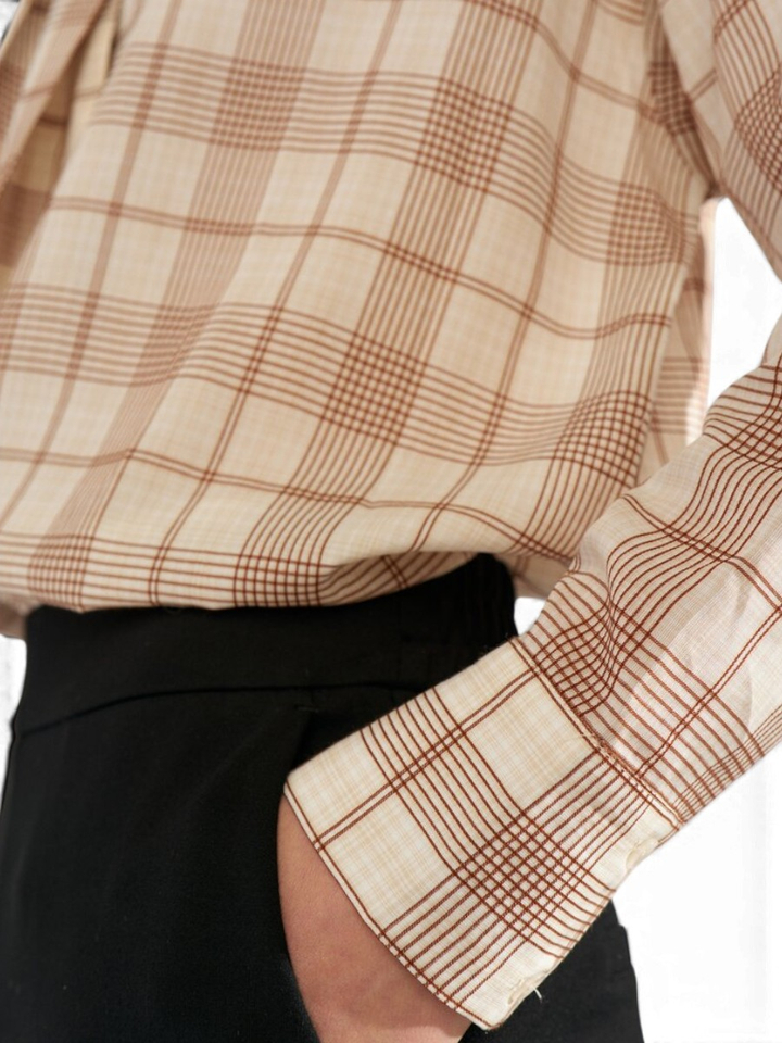Geruiten blouse met strikkraag Babette Numph
