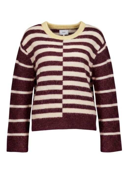 Bordeaux ecru trui met blokstrepen Nuriette block stripe Numph