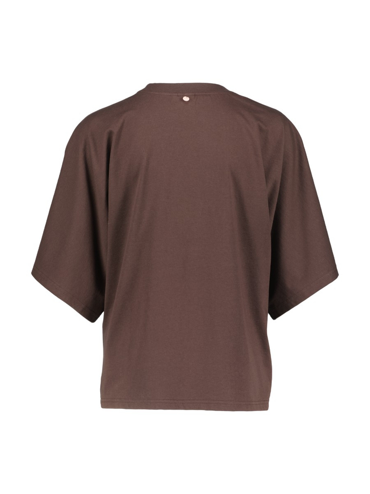 Donkerbruine T-shirt met wijde moiuw Ansa Numph