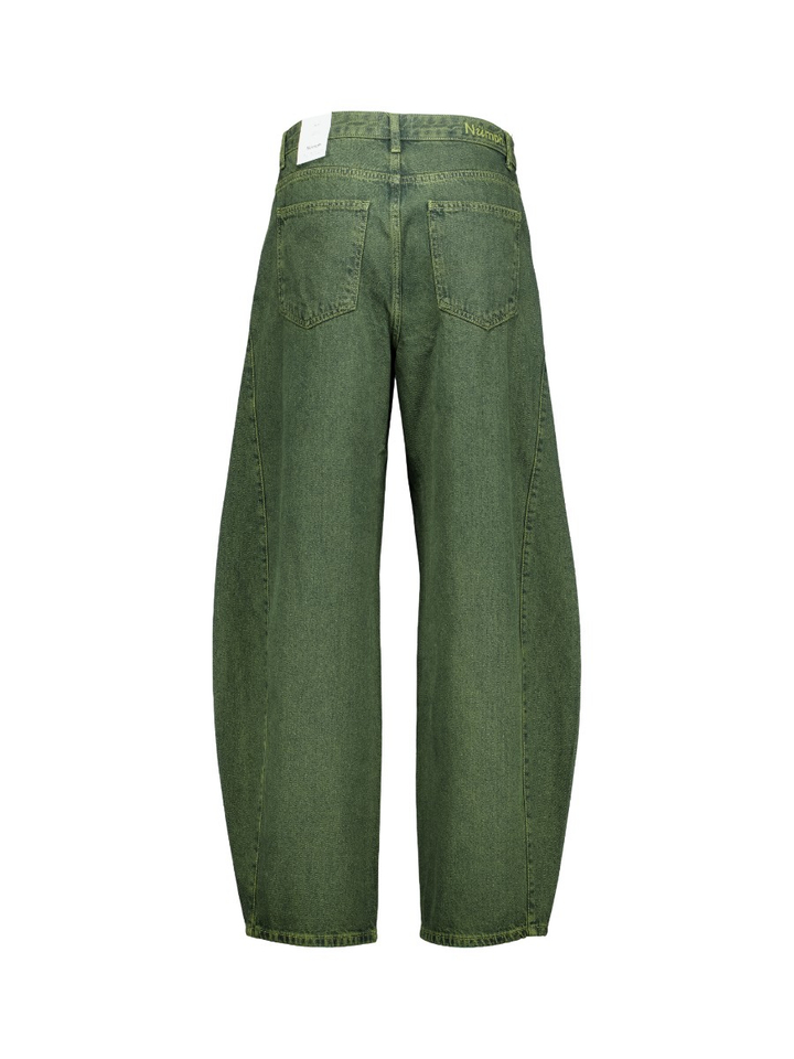 Forest night green high rise barrel jeans Amsterdam Nümph