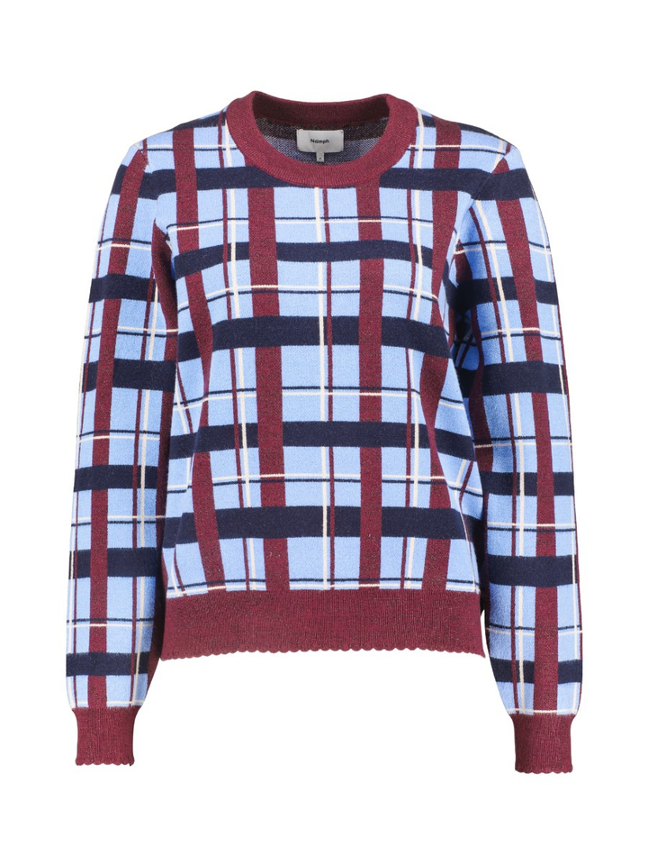 Meerkleurige geruite pull met ronde hals Sisla Numph