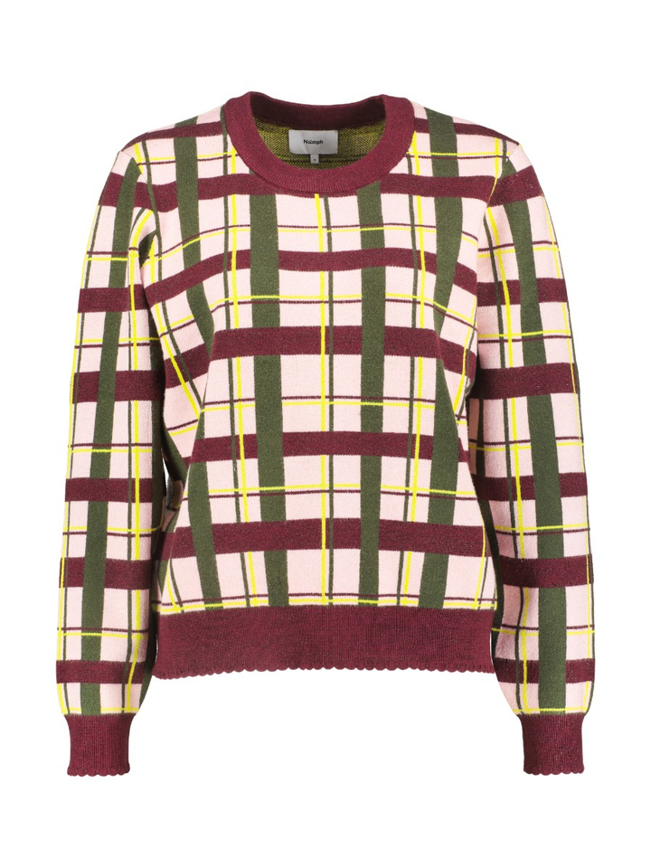 Meerkleurige geruite pull met ronde hals Sisla Numph