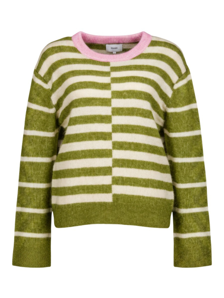 Groen ecru trui met blokstrepen Nuriette block stripe Numph