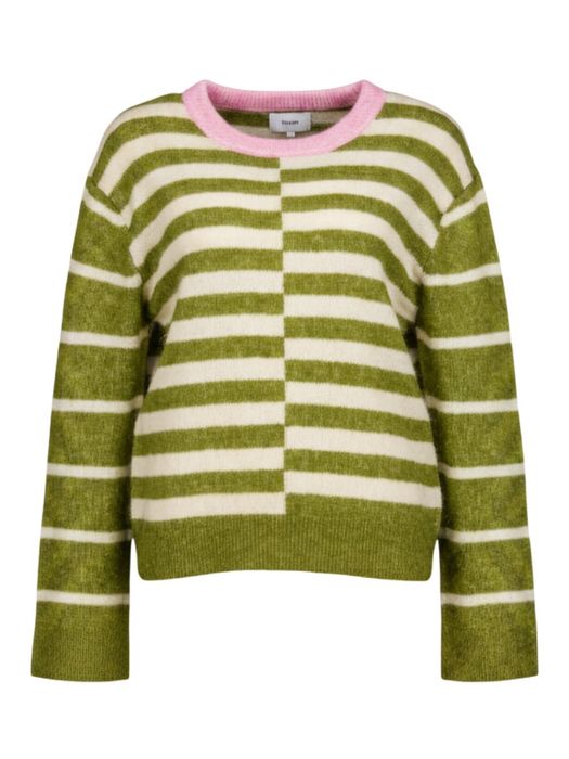 Groen ecru trui met blokstrepen Nuriette block stripe Numph