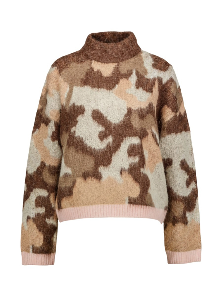 Bruine trui met fantasie print Camu Numph