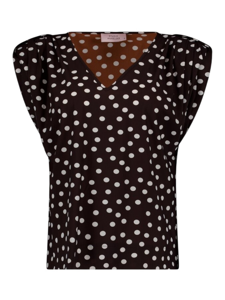 Bruine bloes met polkadotprint Leone Dot Studio Anneloes