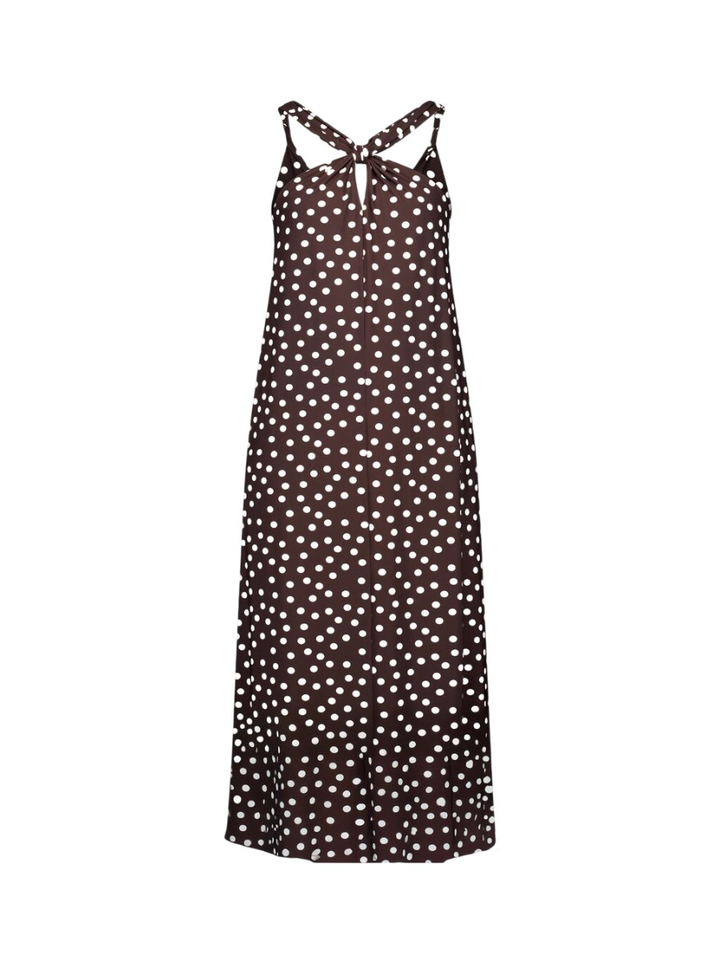 Bruine maxi-jurk met polkadot print Norah Dot Studio Anneloes