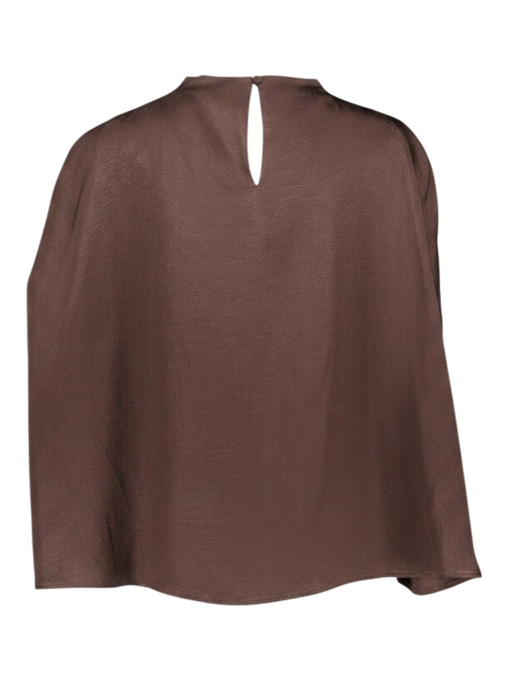 Chocoladebruine satijnlook blouse zonder mouwen City March23