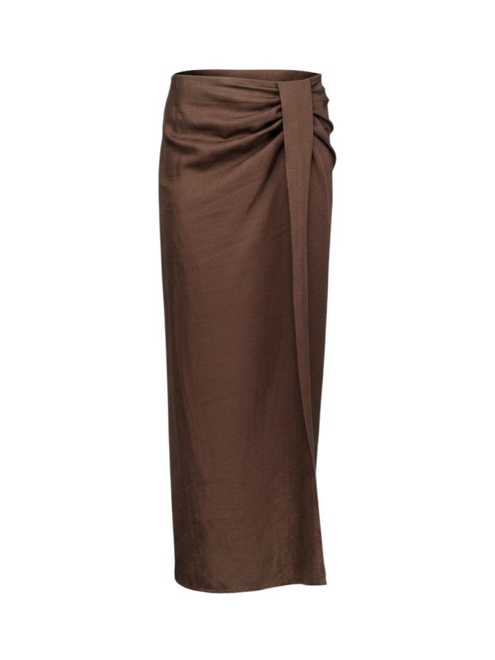 Chocolade bruine rok met overslagdetail Charge March23 