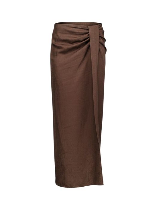 Chocolade bruine rok met overslagdetail Charge March23
