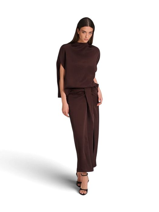 Chocolade bruine rok met overslagdetail Charge March23