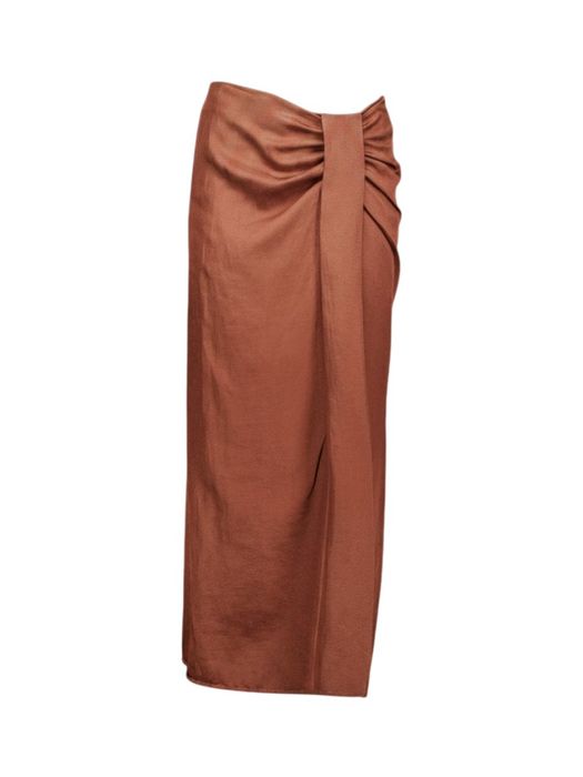 Roestkleurige lederlook rok met overslagdetail Charge March23