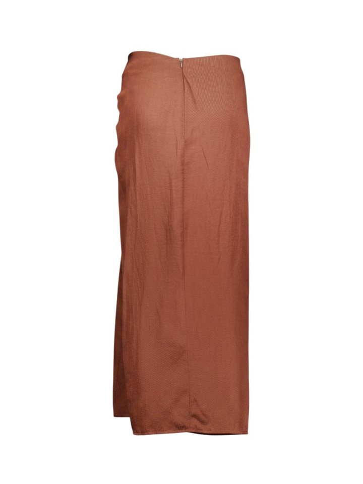Roestkleurige lederlook rok met overslagdetail Charge March23