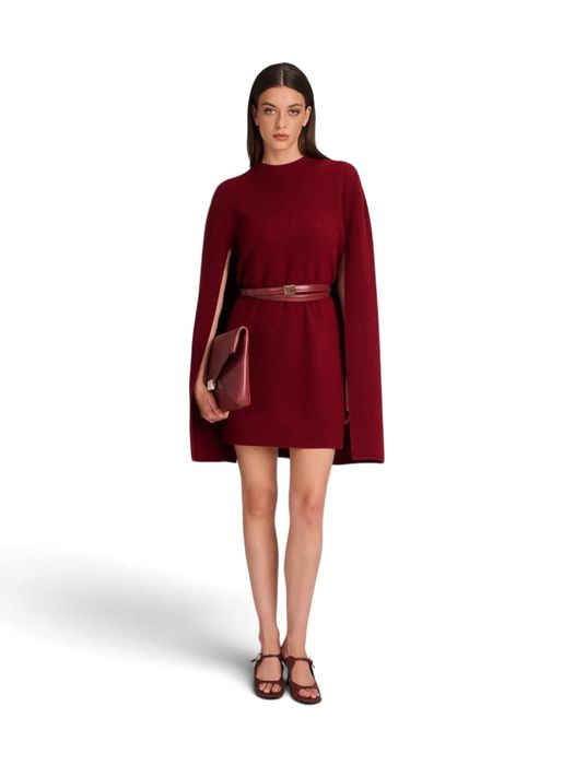 Bordeaux mouwloze gebreide jurk mat cape London March23