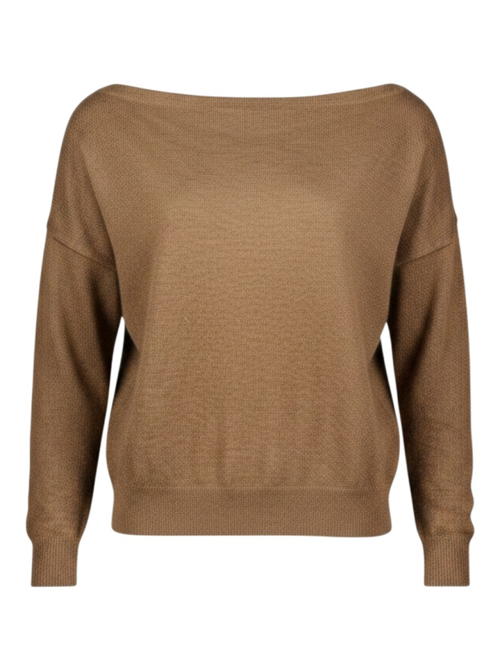 Bruine oversized trui met boothals Lisbon March 23