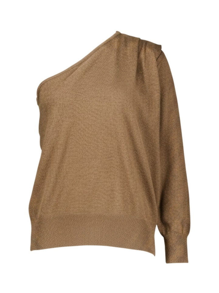 Bruine off shoulder trui Milan March 23 