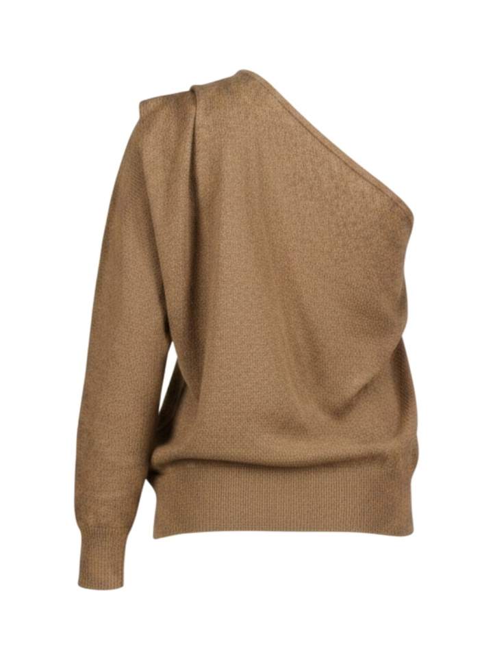 Bruine off shoulder trui Milan March 23 