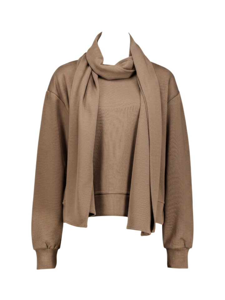 Bruine sweater met sjaal Denver March23