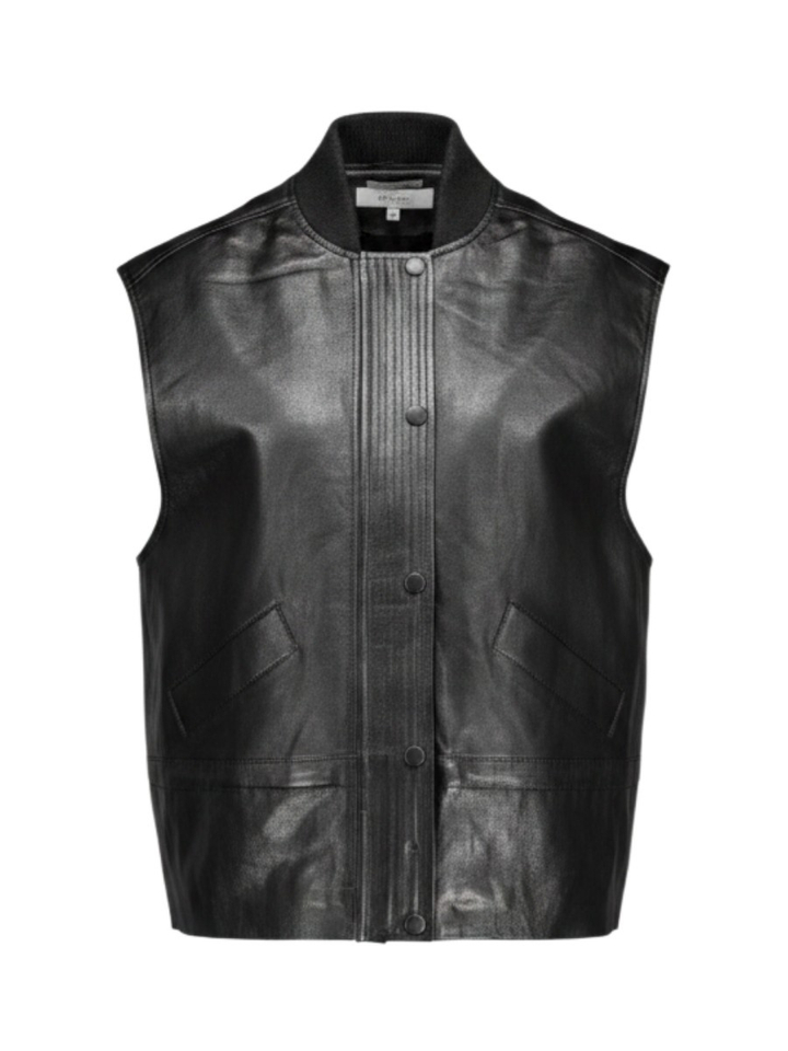 Zwart tijdloze leren bodywarmer Antwerp March23