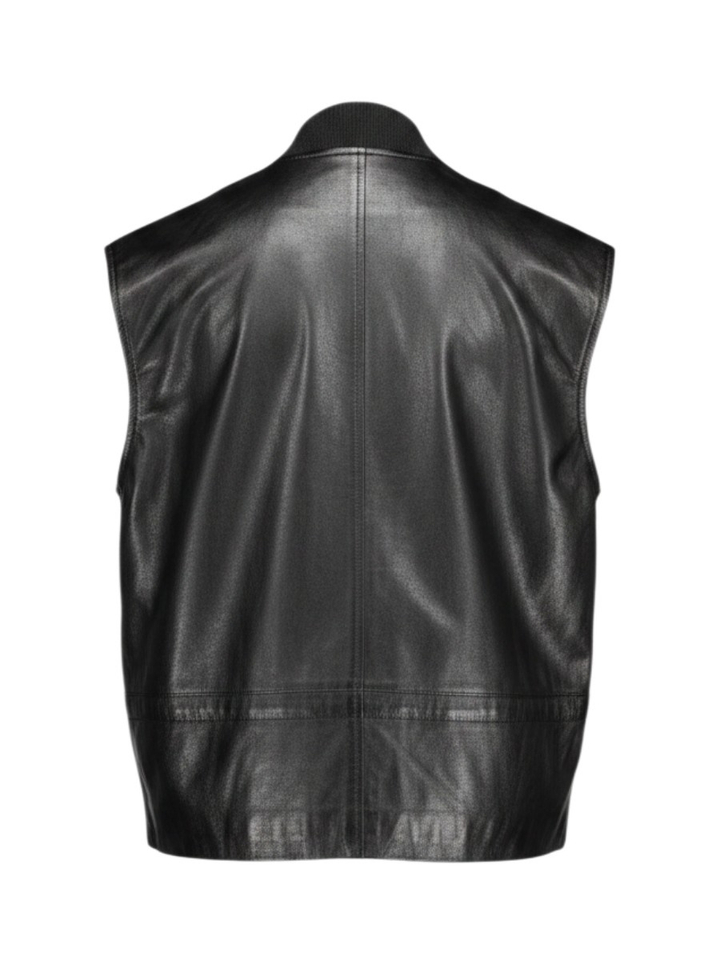 Zwart tijdloze leren bodywarmer Antwerp March23