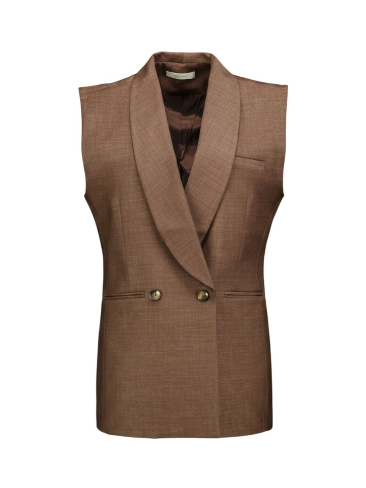 Bruine blazer zonder mouwen Geneva March23