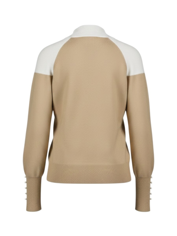Beige off white pull met sierstrik Leo & Ugo