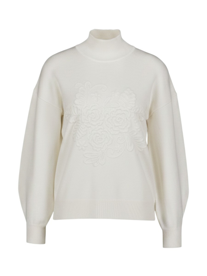 Ecru pull met geborduurde bloem Leo&Ugo
