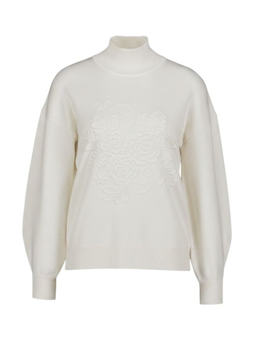 Ecru pull met geborduurde bloem Leo&Ugo