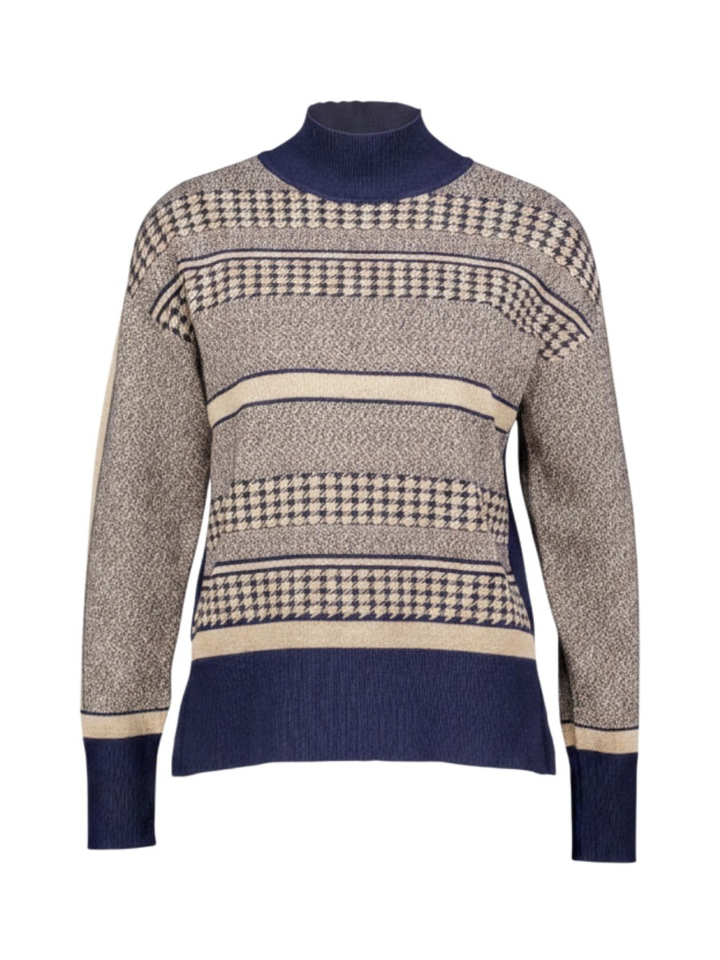 Navy gold trui met mettalic gold strepen Leo&Ugo