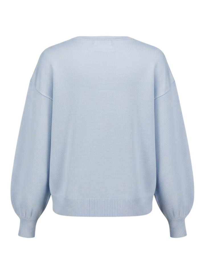 Sky blue pull met geborduurd bloemmotief Leo & Ugo