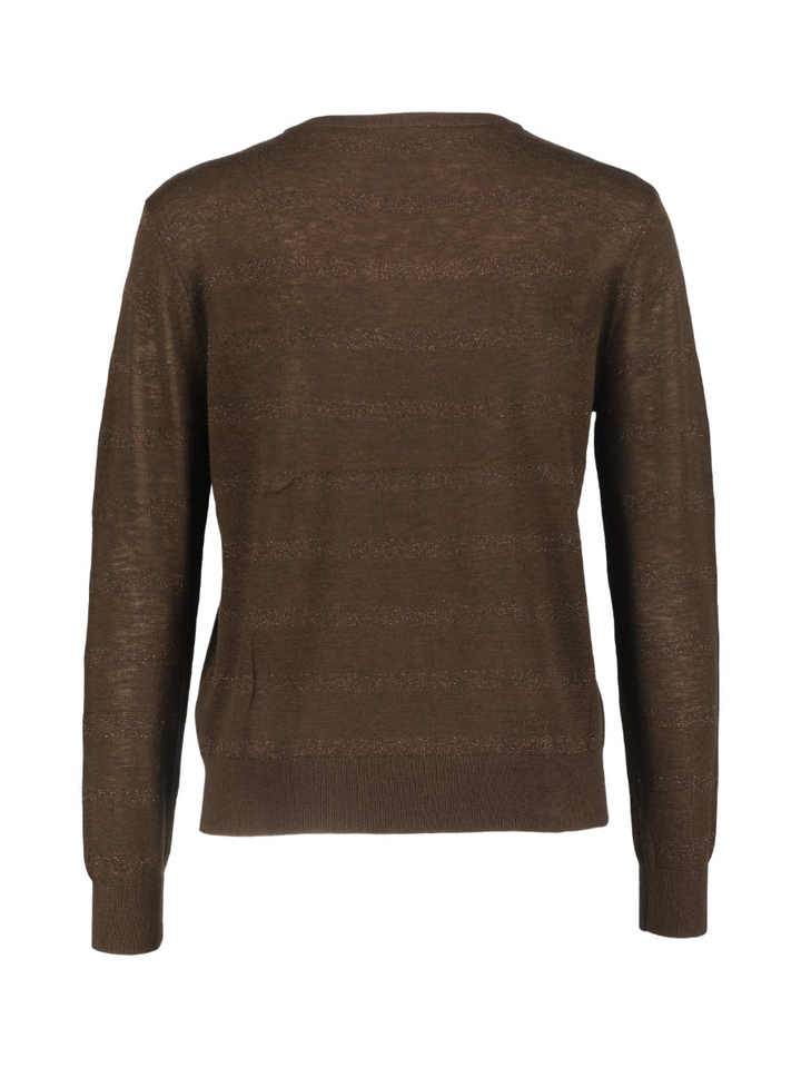 Bruine elegante pull met subtiele glitterstrepen Leo&Ugo 
